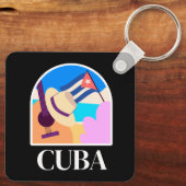 Cuba Vlag Salsa Vintage Sleutelhanger (Achterkant)