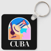 Cuba Vlag Salsa Vintage Sleutelhanger (Achterkant)