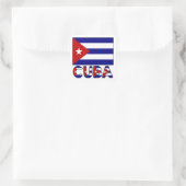 Cuba Vlag & Woord Donker Vierkante Sticker (Tas)