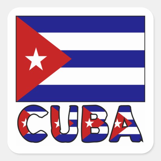 Cuba Vlag & Woord Donker Vierkante Sticker (Voorkant)