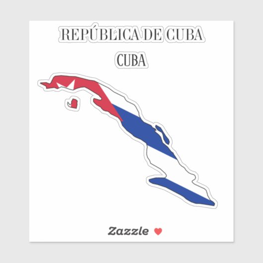Cuba - Vlaggenkaart Sticker (Vel)