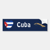 Cuba Vlaggenkop + Kaart Bumpersticker (Voorkant)