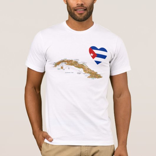 Cuba Vlaggenkop + Kaart T-Shirt (Voorkant)