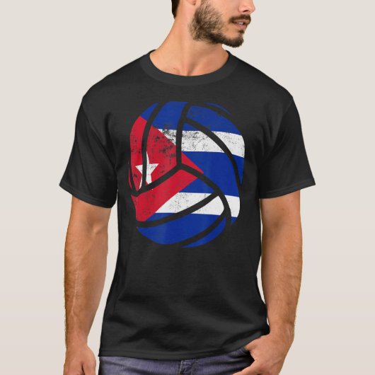 Cuba Volleyball Cubans Vlag Volleyball Mannen Vrou T-shirt (Voorkant)