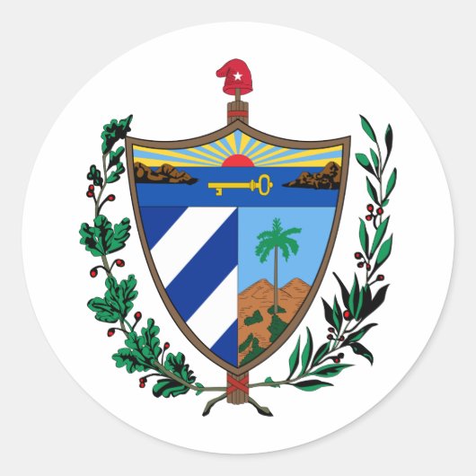 Cuba Wapenschild CU Ronde Sticker (Voorkant)