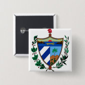 Cuba wapenschild CU Vierkante Button 5,1 Cm (Voorkant /achterkant)