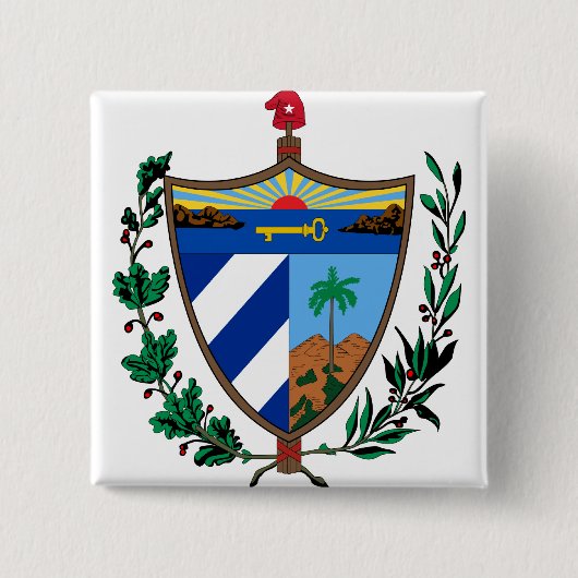 Cuba wapenschild CU Vierkante Button 5,1 Cm (Voorkant)