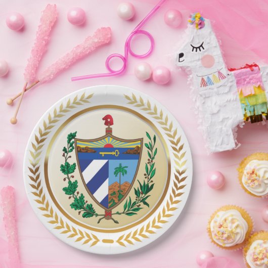 Cuba wapenschild papieren bordje (Feest)