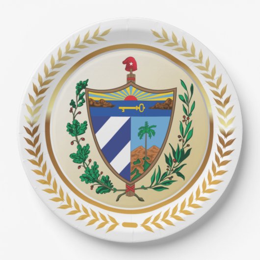 Cuba wapenschild papieren bordje (Voorkant)