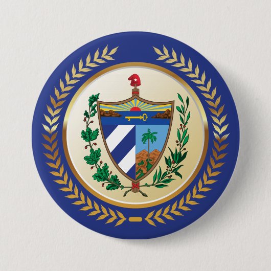 Cuba wapenschild ronde button 7,6 cm (Voorkant)