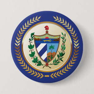 Cuba wapenschild ronde button 7,6 cm
