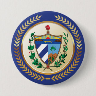 Cuba wapenschild ronde button 7,6 cm