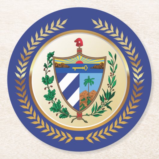 Cuba wapenschild ronde kartonnen onderzetter (Voorkant)