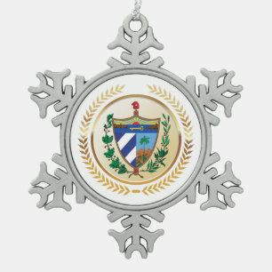 Cuba wapenschild tin sneeuwvlok ornament