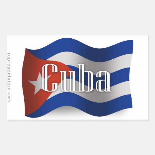 Cuba Waving Flag Rechthoekige Sticker (Voorkant)