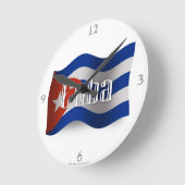 Cuba Waving Flag Ronde Klok (Hoek)