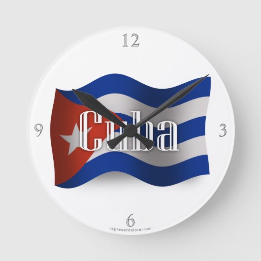 Cuba Waving Flag Ronde Klok (Voorkant)