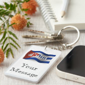 Cuba Waving Flag Sleutelhanger (Voorkant Rechts)
