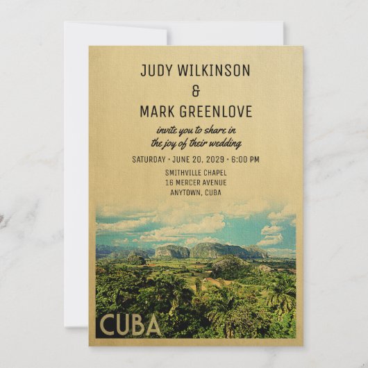 Cuba Wedding Invitation  Middeleeuwen Kaart (Voorkant)