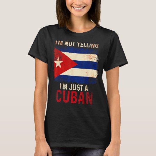 Cuba  Yelling Cuban Flag Havana T-shirt (Voorkant)