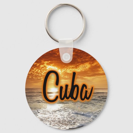 Cuba-zonsondergang Sleutelhanger (Voorkant)