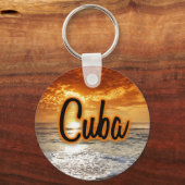Cuba-zonsondergang Sleutelhanger (Voorkant)