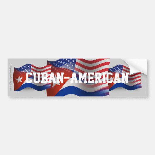 Cubaans-Amerikaanse golfvlag Bumpersticker (Voorkant)