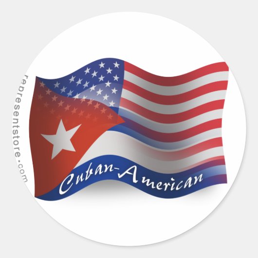 Cubaans-Amerikaanse golfvlag Ronde Sticker (Voorkant)