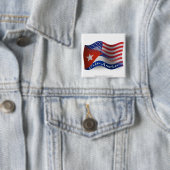 Cubaans-Amerikaanse golfvlag Vierkante Button 5,1 Cm (In situ)