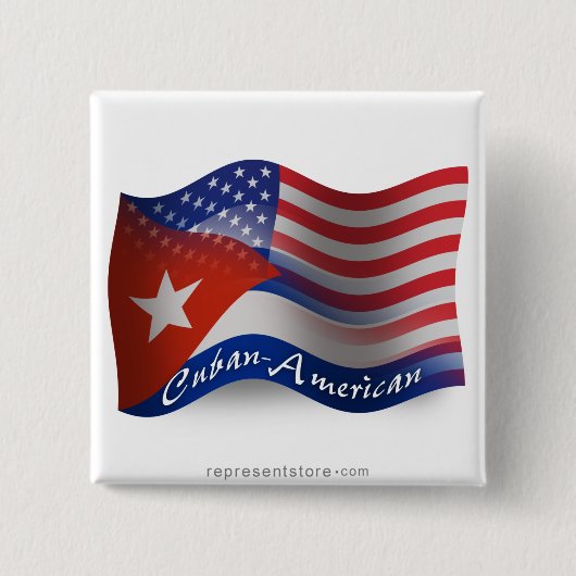 Cubaans-Amerikaanse golfvlag Vierkante Button 5,1 Cm (Voorkant)