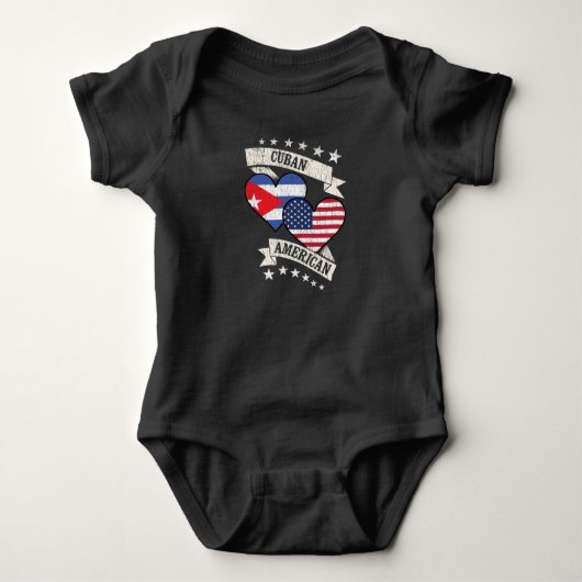 Cubaans-Amerikaanse Hart Vlaggen Cuba Amerika Romper (Voorkant)