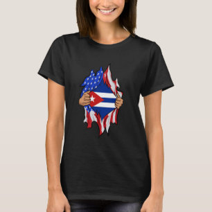 Cubaans bloed in mij trots Cuba vlag openscheuren T-shirt