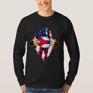 Cubaans bloed in mijn Amerikaanse vlag Cuba T-shirt