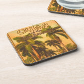 cubaans reizen - cuba spoorweg lithografie bier onderzetter (Linkerzijde)