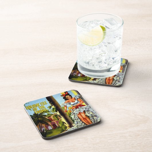  Cubaans reizen - Holiday Isle Tropics Bier Onderzetter (Rechterzijde)