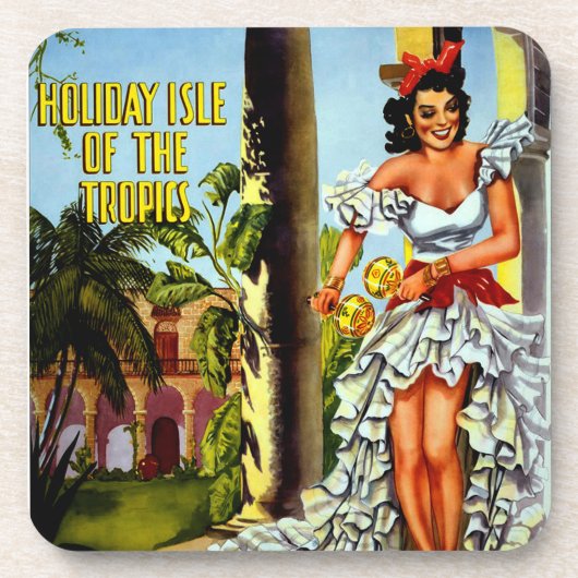 Cubaans reizen - Holiday Isle Tropics Bier Onderzetter (Voorkant)