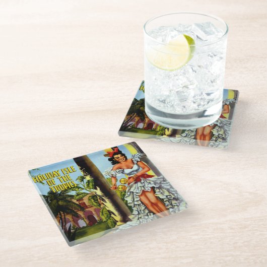  Cubaans reizen - Holiday Isle Tropics Glazen Onderzetter (Schuin)