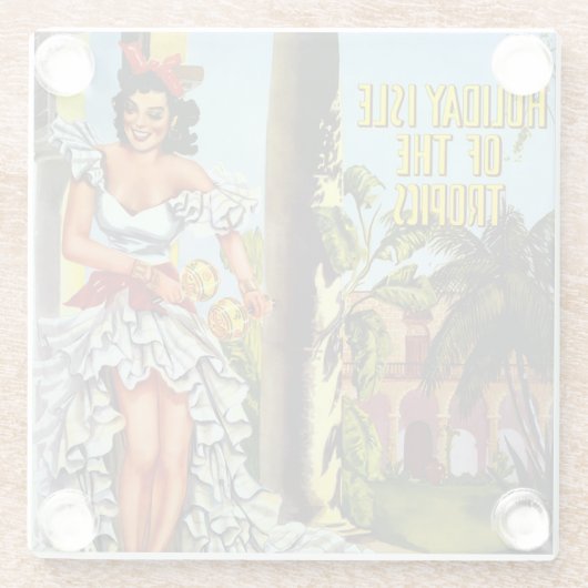  Cubaans reizen - Holiday Isle Tropics Glazen Onderzetter (Achterkant)