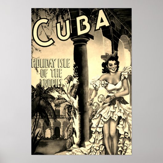  Cubaans reizen - Holiday Isle Tropics Sepia Poster (Voorkant)