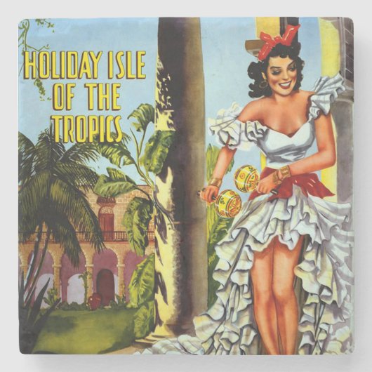  Cubaans reizen - Holiday Isle Tropics Stenen Onderzetter (Voorkant)