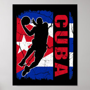 Cubaanse basketballer Cuba vlag basketbal fans Poster