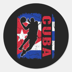 Cubaanse basketballer Cuba vlag basketbal fans Ronde Sticker