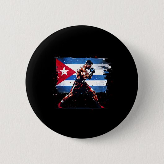 Cubaanse Bokser - Pride Cuba Boksen Box Handschoe Ronde Button 5,7 Cm (Voorkant)