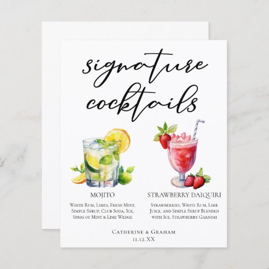 Cubaanse cocktails Mojito Strawberry Daiquiri Menu (Voorkant / Achterkant)