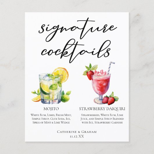 Cubaanse cocktails Mojito Strawberry Daiquiri Menu (Voorkant)