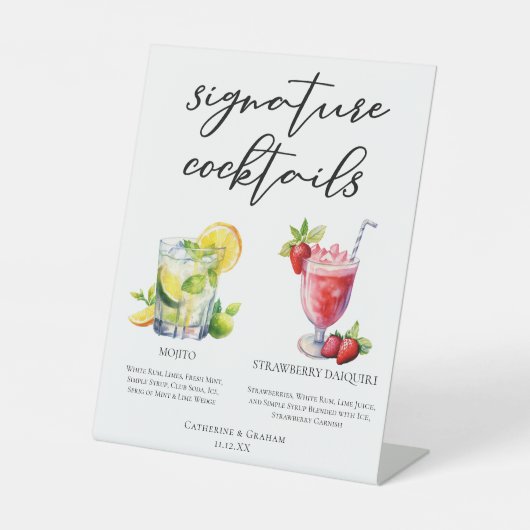 Cubaanse cocktails Mojito Strawberry Daiquiri Menu Reclamebord Met Voetstuk (Voorkant)