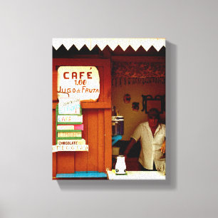 Cubaanse foto van het oude Havana Habana café Canvas Afdruk