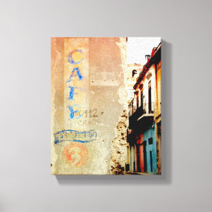 Cubaanse foto van oud Havana Cafe Expresso Canvas Afdruk