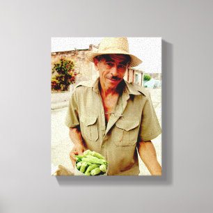 Cubaanse foto van oud Havana Verkoper Canvas Afdruk