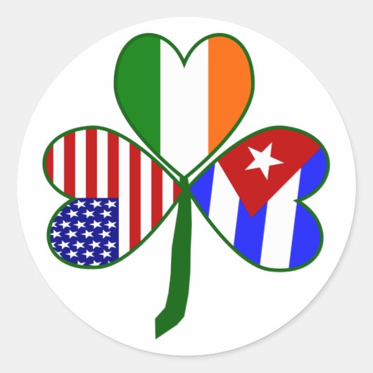 Cubaanse Ierse Amerikaanse Shamrock Ronde Sticker (Voorkant)